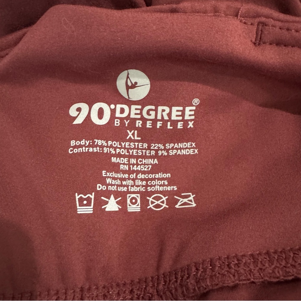 90 Degree By Reflex Burgundy Active Leggings Athleisure XL - Picture 8 of 8